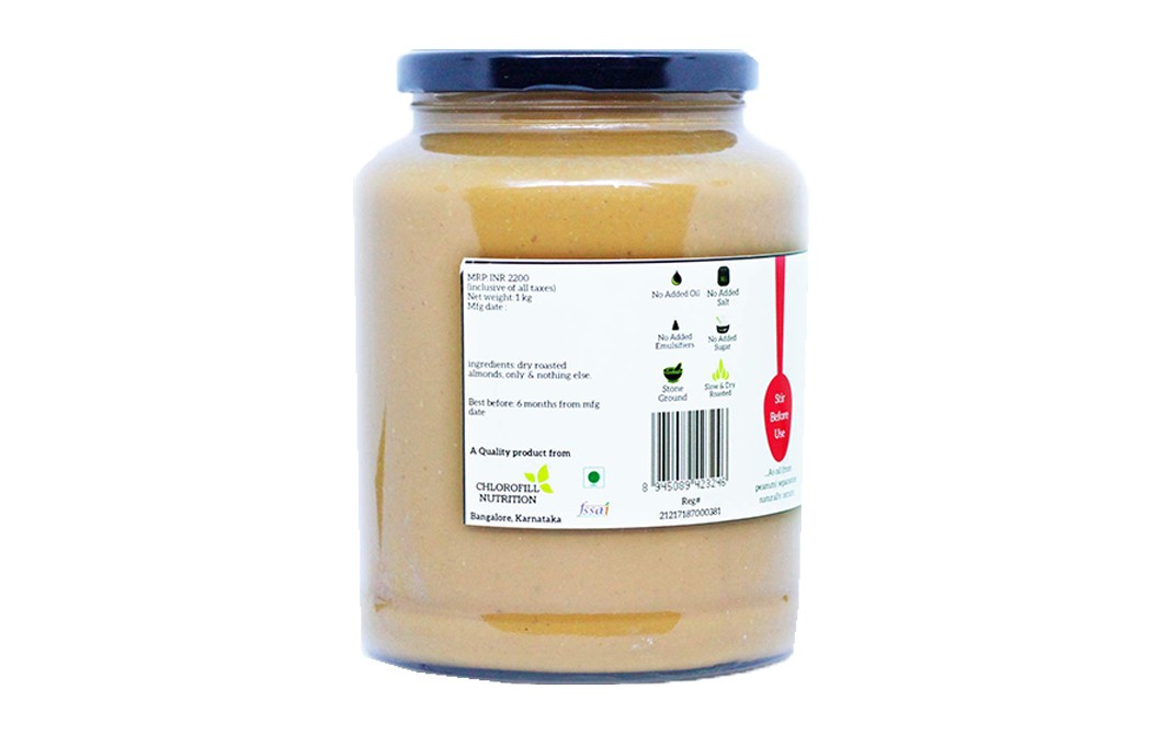 All Over Nuts Natural Almond Butter Crunchy   Glass Jar  1 kilogram